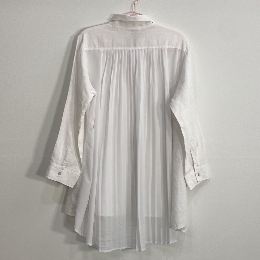 Comfy USA Button Down Top Line Blend Women's Large White - Picture 6 of 11